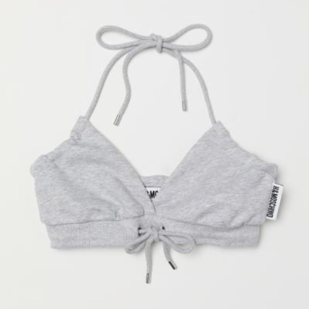 MOSCHINO [TV] H&M Gray Short Halterneck Top Sz 10